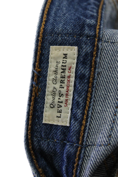 Levis Women Cropped Mom Jeans Blue Mid Rise 28 Inseam Size 24
