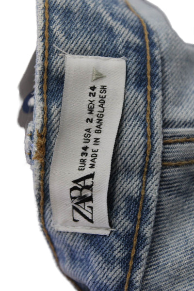 Zara Women Boyfriend Cropped Jeans Light Blue Size 24