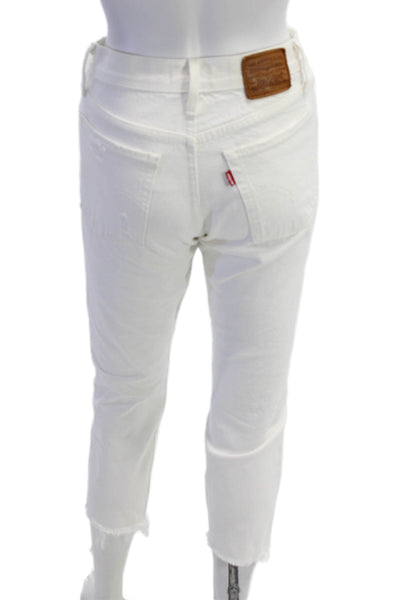 Levis Womens Cotton Zip Button Distress Pants White Size EUR 24
