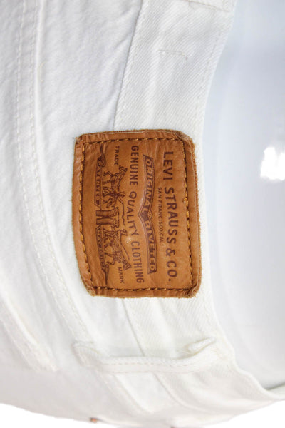 Levis Womens Cotton Zip Button Distress Pants White Size EUR 24