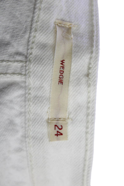 Levis Womens Cotton Zip Button Distress Pants White Size EUR 24