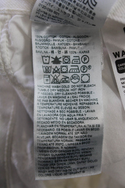 Levis Womens Cotton Zip Button Distress Pants White Size EUR 24