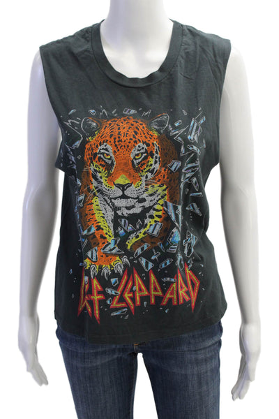 Daydreamer Women Black 80s Graphic Crew Neck Sleeveless Tank Size S