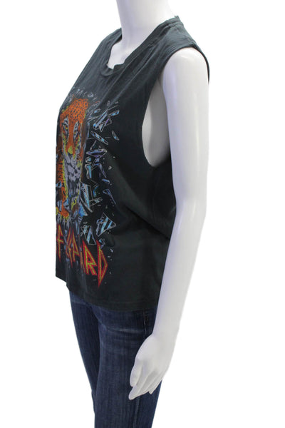Daydreamer Women Black 80s Graphic Crew Neck Sleeveless Tank Size S