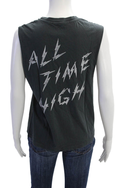 Daydreamer Women Black 80s Graphic Crew Neck Sleeveless Tank Size S