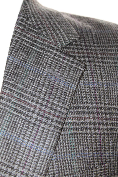 Lauren Ralph Lauren Mens Lambswool Striped Print Button Blazer Gray Size EUR 40