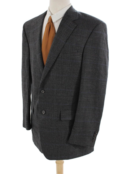 Lauren Ralph Lauren Mens Lambswool Striped Print Button Blazer Gray Size EUR 40