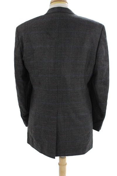 Lauren Ralph Lauren Mens Lambswool Striped Print Button Blazer Gray Size EUR 40