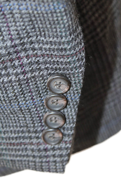 Lauren Ralph Lauren Mens Lambswool Striped Print Button Blazer Gray Size EUR 40