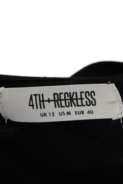 4th Reckless Womens Basic Jersey T-Shirt Black Long Sleeve Size M
