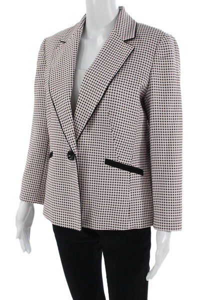 Kasper Womens Polka Dot Print Long Sleeve One Button Blazer Pink Black Size 8