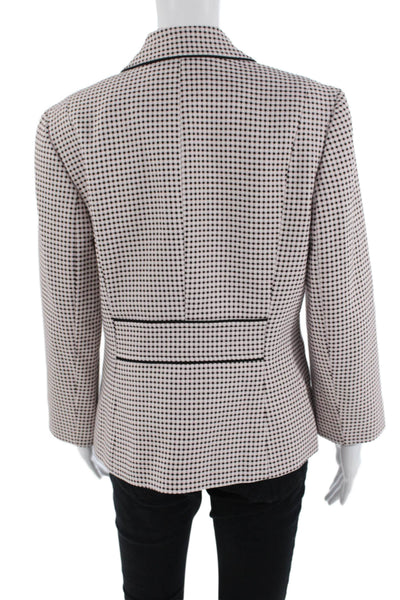 Kasper Womens Polka Dot Print Long Sleeve One Button Blazer Pink Black Size 8