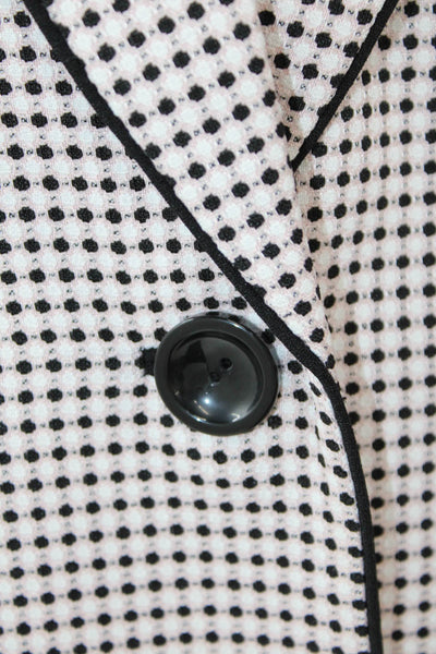 Kasper Womens Polka Dot Print Long Sleeve One Button Blazer Pink Black Size 8