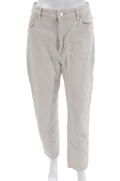 Rollas Womens Cotton High Rise Slim Fit Straight Leg Zip Fly Pants Beige Size 30