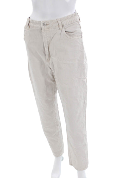 Rollas Womens Cotton High Rise Slim Fit Straight Leg Zip Fly Pants Beige Size 30