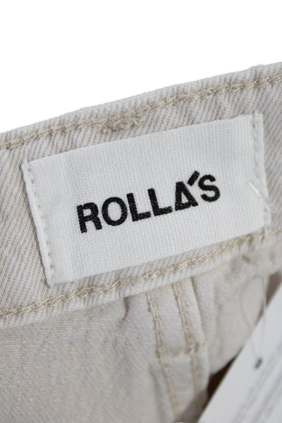 Rollas Womens Cotton High Rise Slim Fit Straight Leg Zip Fly Pants Beige Size 30