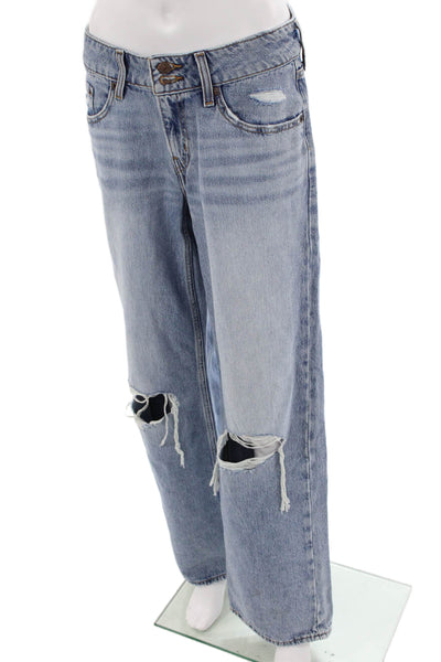 Levi Strauss & Co Womens Boyfriend Wide-Leg Light Blue Jeans Size 27