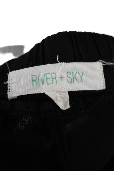 River + Sky Womens Elastic Waist Straight Legged Cuffed Pants Black Size XS