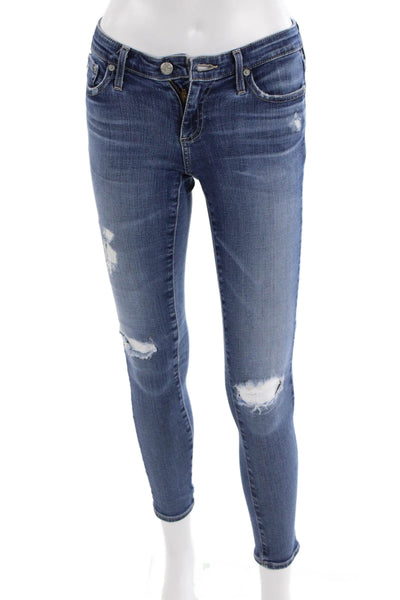 AG Adriano Goldschmied Womens Ankle Skinny Jeans Blue Low Rise Sz 24
