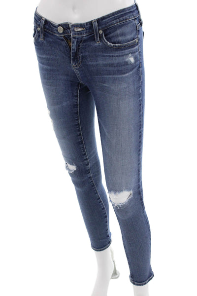AG Adriano Goldschmied Womens Ankle Skinny Jeans Blue Low Rise Sz 24