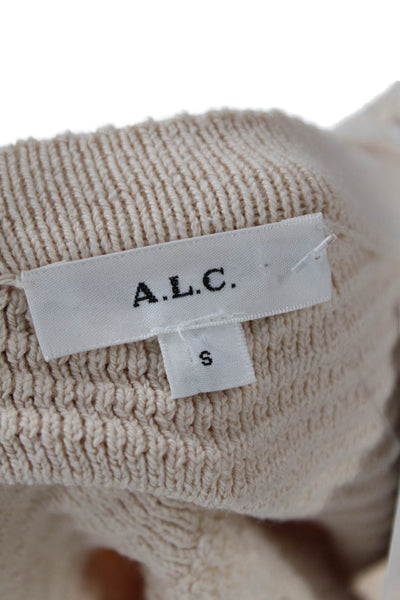 A.L.C. Women Cropped Square Neck Tank Beige Solid Sleeveless Size S