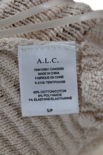 A.L.C. Women Cropped Square Neck Tank Beige Solid Sleeveless Size S