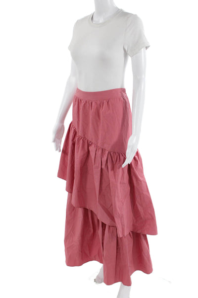 Sincerely Ours Womens Elastic Waisted Tiered Long Flare Skirt Pink Size S