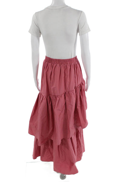 Sincerely Ours Womens Elastic Waisted Tiered Long Flare Skirt Pink Size S