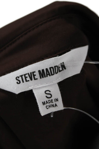 Steve Madden Women Shirt Dress Brown Collared Long Sleeve Short Size S