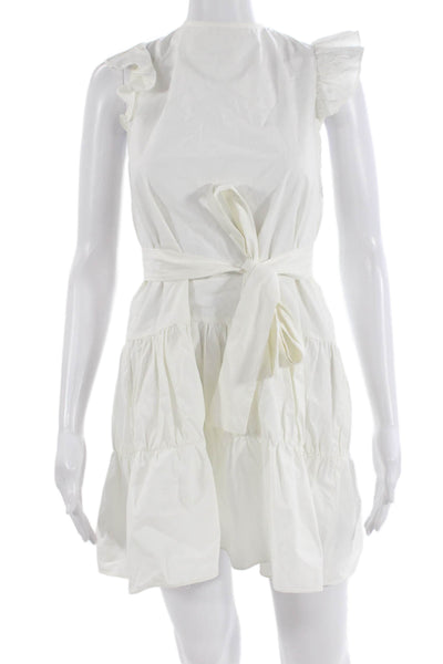 English Factory Women Fit & Flare Sundress White Sleeveless Tie Size S