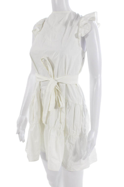 English Factory Women Fit & Flare Sundress White Sleeveless Tie Size S