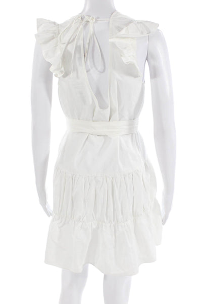 English Factory Women Fit & Flare Sundress White Sleeveless Tie Size S