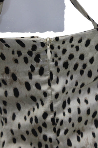 Zara Women Slip Mini Dress Beige Animal Print Square Neck Sleeveless Size XS