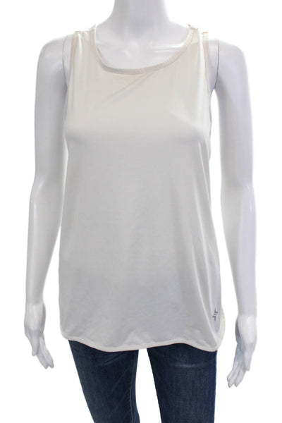 Tuckernuck Women Basic White Sleeveless Tank Round Neck Size S