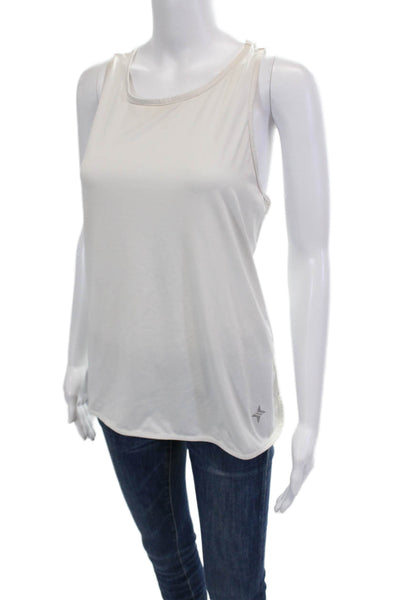 Tuckernuck Women Basic White Sleeveless Tank Round Neck Size S