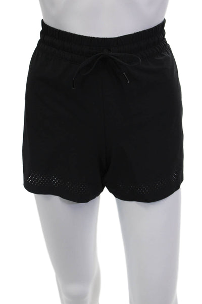 Athleta Womens Drawstring Lined Athletic Mini Shorts Black Size 10