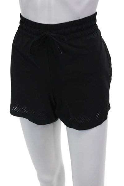Athleta Womens Drawstring Lined Athletic Mini Shorts Black Size 10