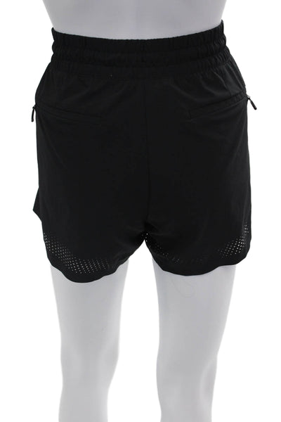 Athleta Womens Drawstring Lined Athletic Mini Shorts Black Size 10