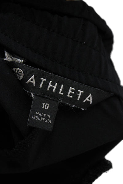 Athleta Womens Drawstring Lined Athletic Mini Shorts Black Size 10