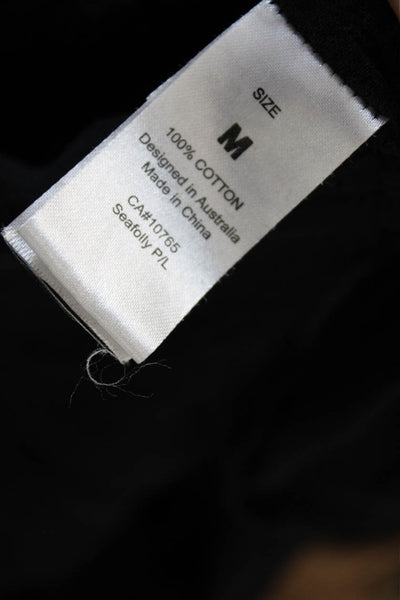 Seafolly Women Black Cotton Kaftan Shirt Dress Collared Long Sleeve Size S