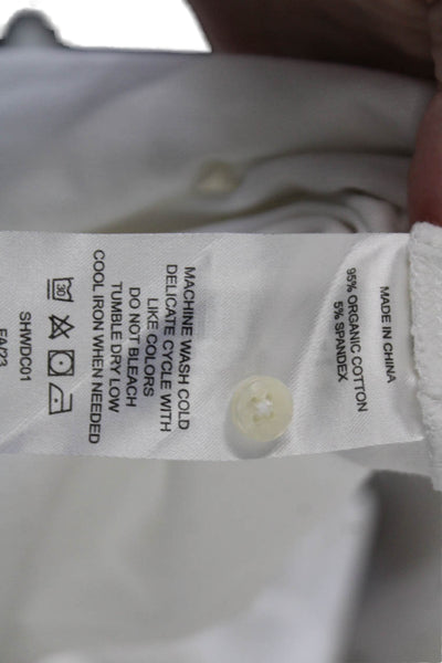 Quince Unisex White Collared Long Sleeve Polo Button Organic Cotton Size S