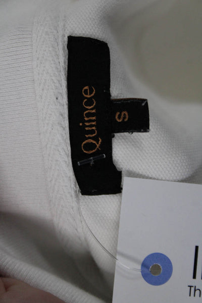 Quince Unisex White Collared Long Sleeve Polo Button Organic Cotton Size S