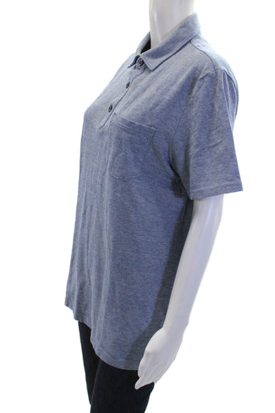 Banana Republic Mens Polo Collared Short Sleeve Solid Blue Cotton Blend Size M