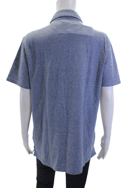 Banana Republic Mens Polo Collared Short Sleeve Solid Blue Cotton Blend Size M