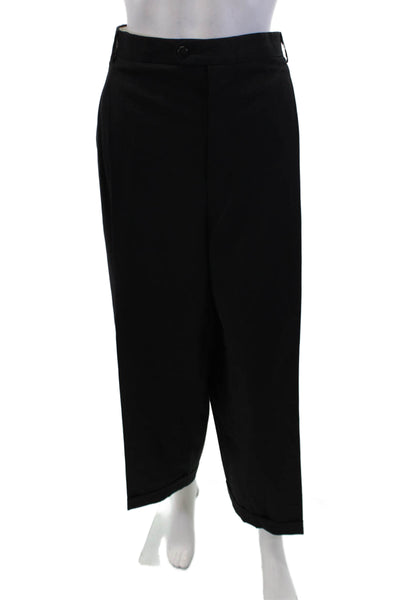 Zanella Womens Zip Button Textured Pleated Lined Pants Black Size EUR 42