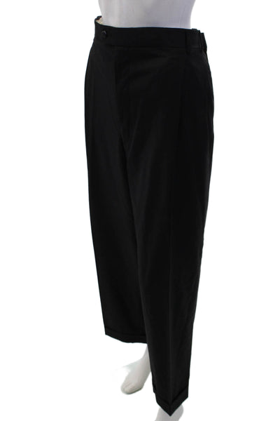Zanella Womens Zip Button Textured Pleated Lined Pants Black Size EUR 42