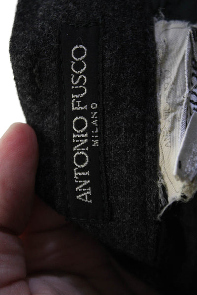 Antonio Fusco Womens Wool Pocketed Pleated Cuffed Ankle Pants Gray Size 48