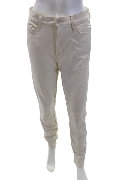 Mother Womens Faux Leather Pocketed Casual Pants Solid White Size 28