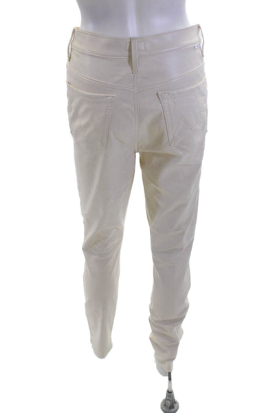 Mother Womens Faux Leather Pocketed Casual Pants Solid White Size 28