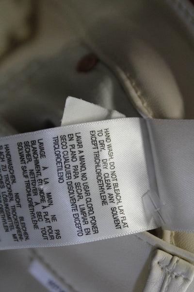 Mother Womens Faux Leather Pocketed Casual Pants Solid White Size 28